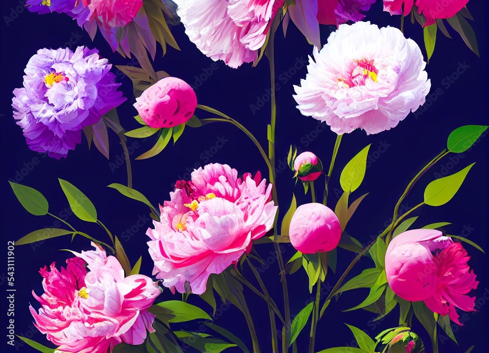 seamless pattern with pink tulips