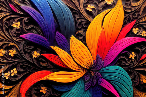 colorful abstract floral ornament background