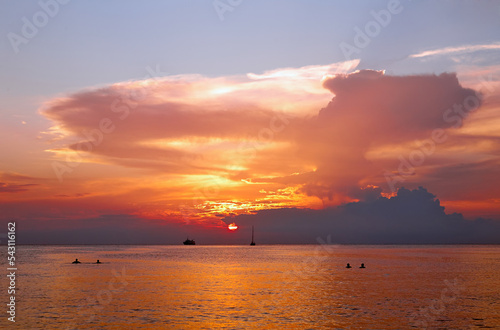 Beautiful sunset in tropical sea