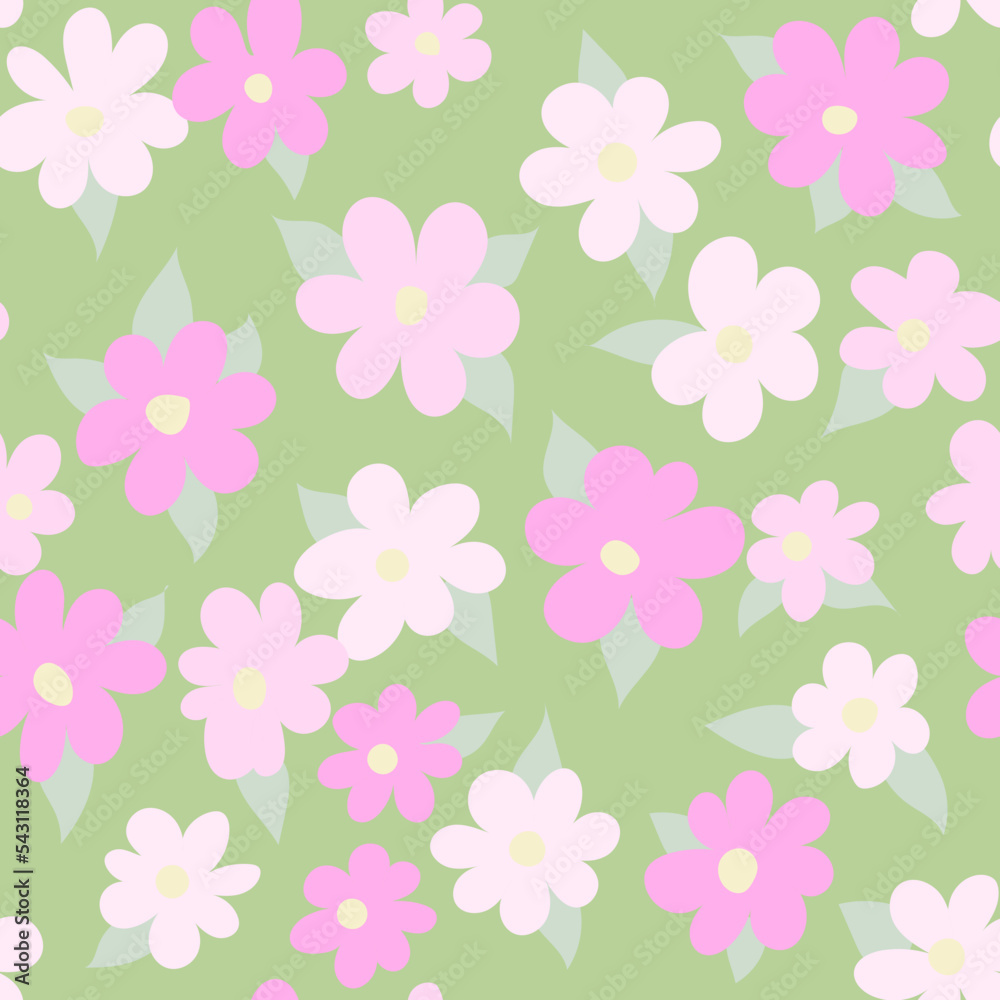 Simple Seamless Floral Vector Pattern