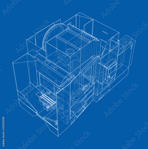 Metalworking CNC milling machine. Vector