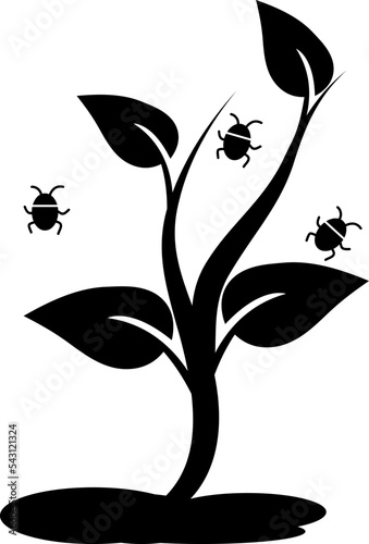 Pest plant icon, damage crop for aphid attack, harmful insect, tick or bug, editable stroke vector illustration.eps