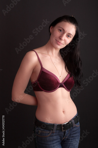 portrait of a woman in a bra