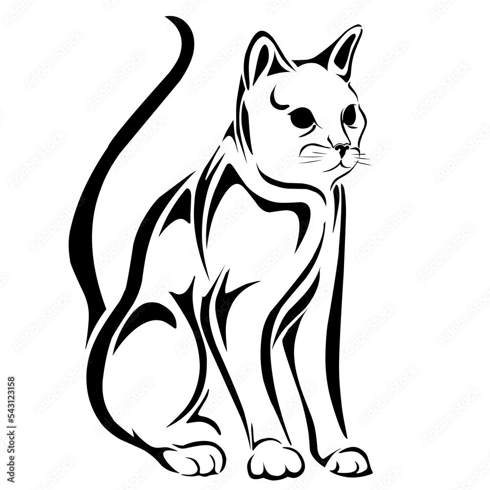 Obraz premium Tribal cat tattoo transparent png image suitable for t-shirt stickers and others