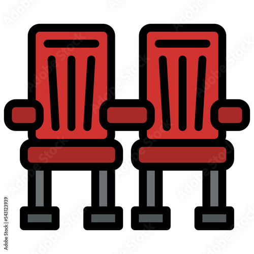 couple seat movie cinema entertain free time icon