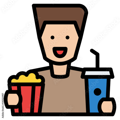 man movie cinema entertain free time icon