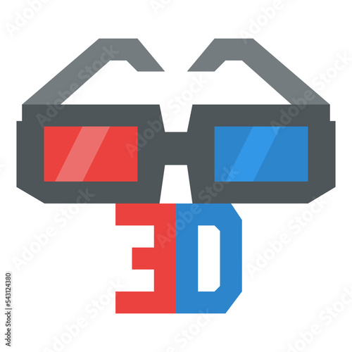 3d glass movie cinema entertain free time icon