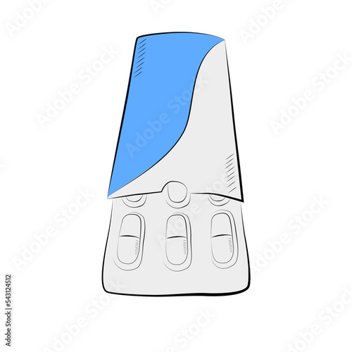 simple sketch top view, set 2 pills at strip