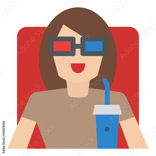 watching movie cinema entertain free time icon