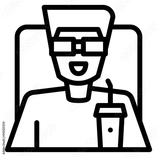 watching movie cinema entertain free time icon