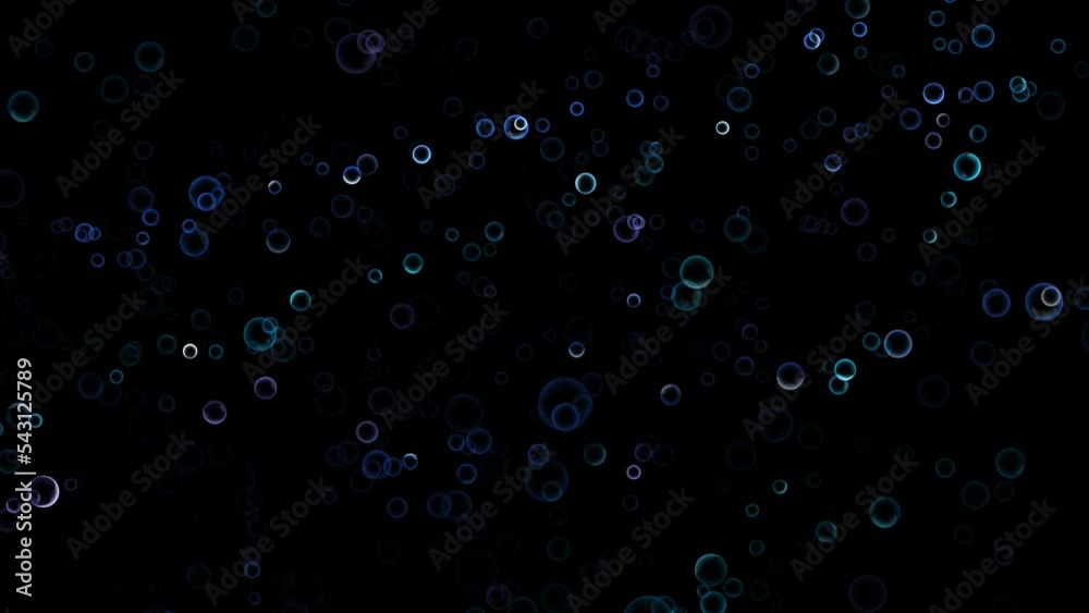 Abstract bubbles glow light purple and dark blue tone on dark screen background Abstract bubbles glow light purple and dark blue tone on dark screen background