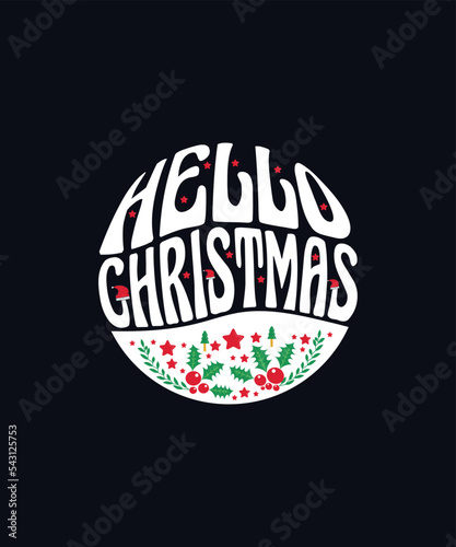Hello Christmas typography design concept