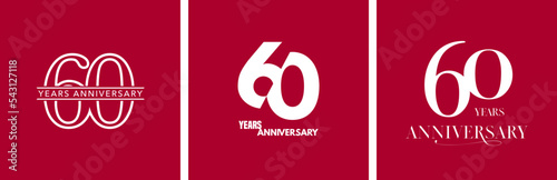 60 years anniversary set of vector icons, logo. Design element with graphic style number