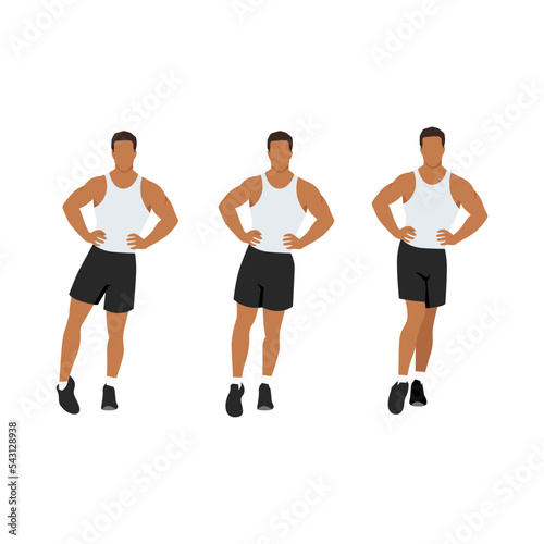Man doing ankle circles rotations or rolls exercise. Flat vector illustration isolated on white background