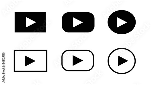 Play Button Icon set. Play button. Video audio player. Video Audio Player. Arrow Logo white  background