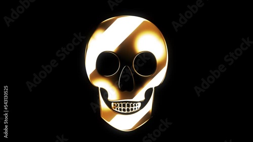 Gold skull on black background