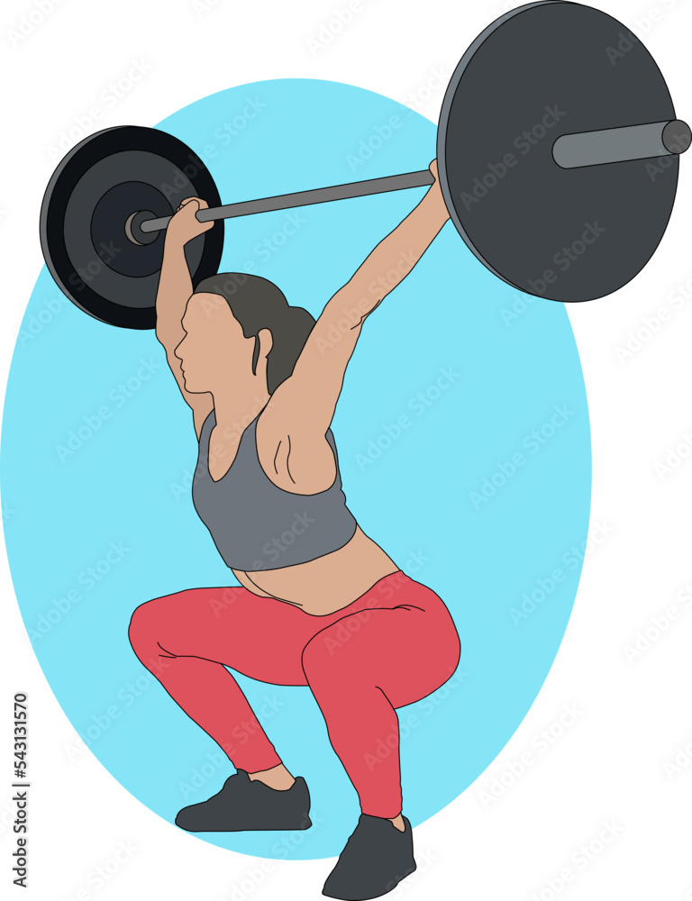 Obraz premium Illustration vector graphic of Lady Fitness lifting weights, fit for logo or design resources 