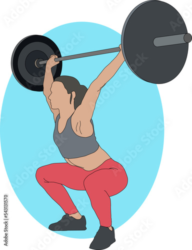 Illustration vector graphic of Lady Fitness lifting weights, fit for logo or design resources 
