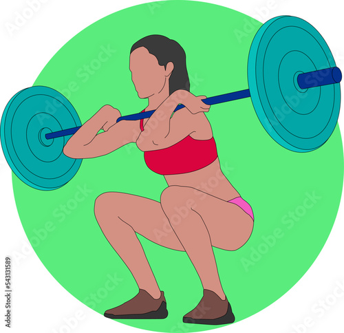 Illustration vector graphic of Lady Fitness lifting weights, fit for logo or design resources 