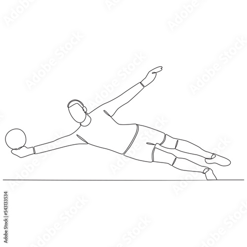 Continuous Line Drawing Football Player Vector Line Art Illustration