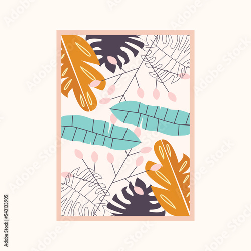 nature leaves topical background poster vector illustration design, leave background concept poster design