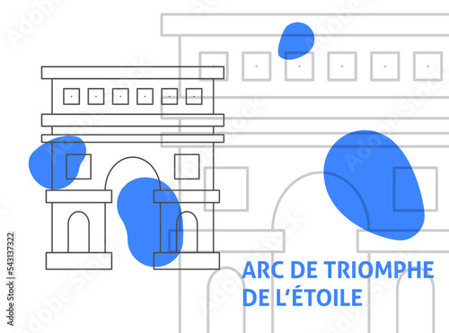 Arc De Triumphe De L Etoile Banner. Vector Illustration of Outline Building Travel Architecture Symbol.
