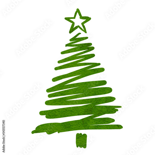 christmas tree hand sketch.