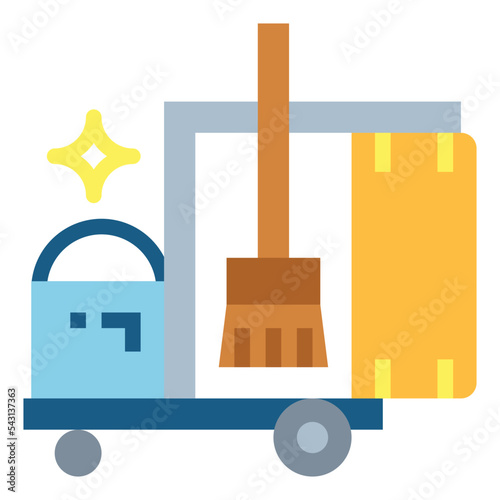 cleaning cart flat icon style