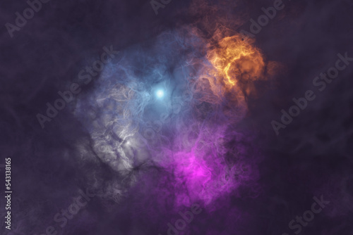 Fototapeta Naklejka Na Ścianę i Meble -  Nebula 3d rendering, deep space background illustration. Space nebula. for use with projects on science, research, and education. Deep space nebula. Bursting Nebula