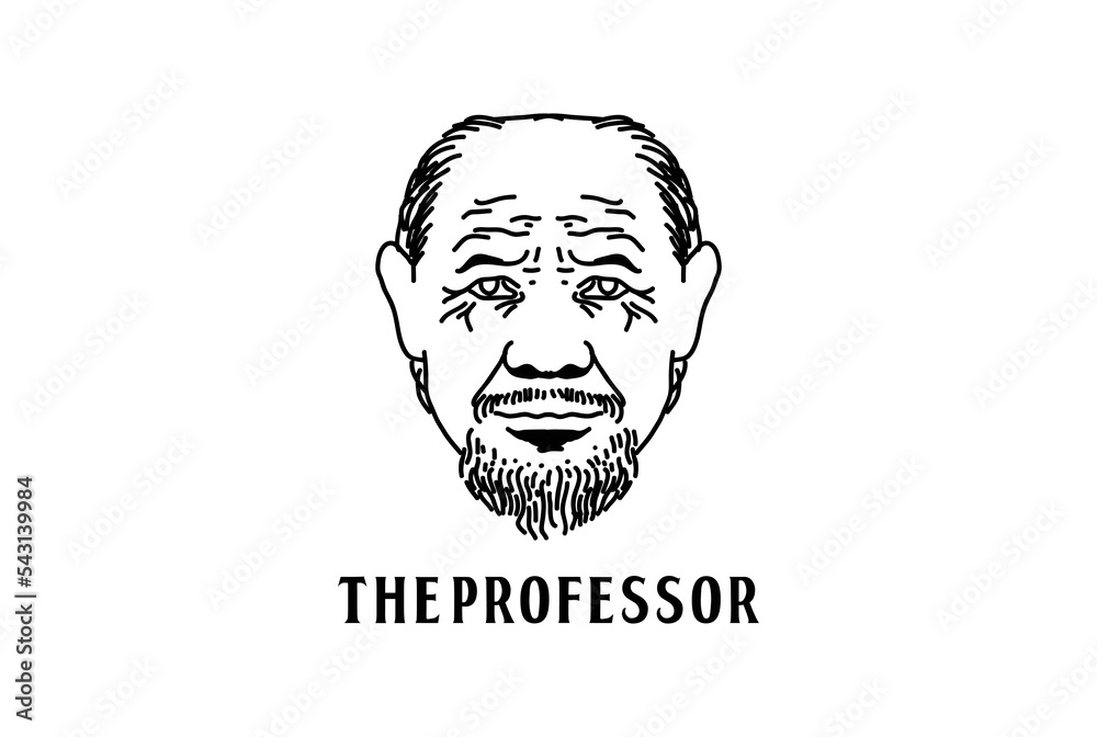 Hand Drawn Old Man Male Professor Doctor Head Face Logo Hand Drawn Old Man Male Professor Doctor Head Face Logo