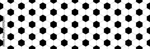 Obraz na płótnie Seamless pattern of soccer, football. Sport texture of ball with black and white hexagons. Abstract sport game illustration background w salonie