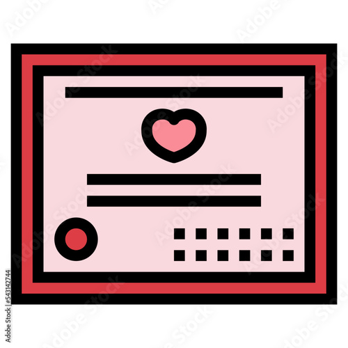 marriage certificate filled outline icon style