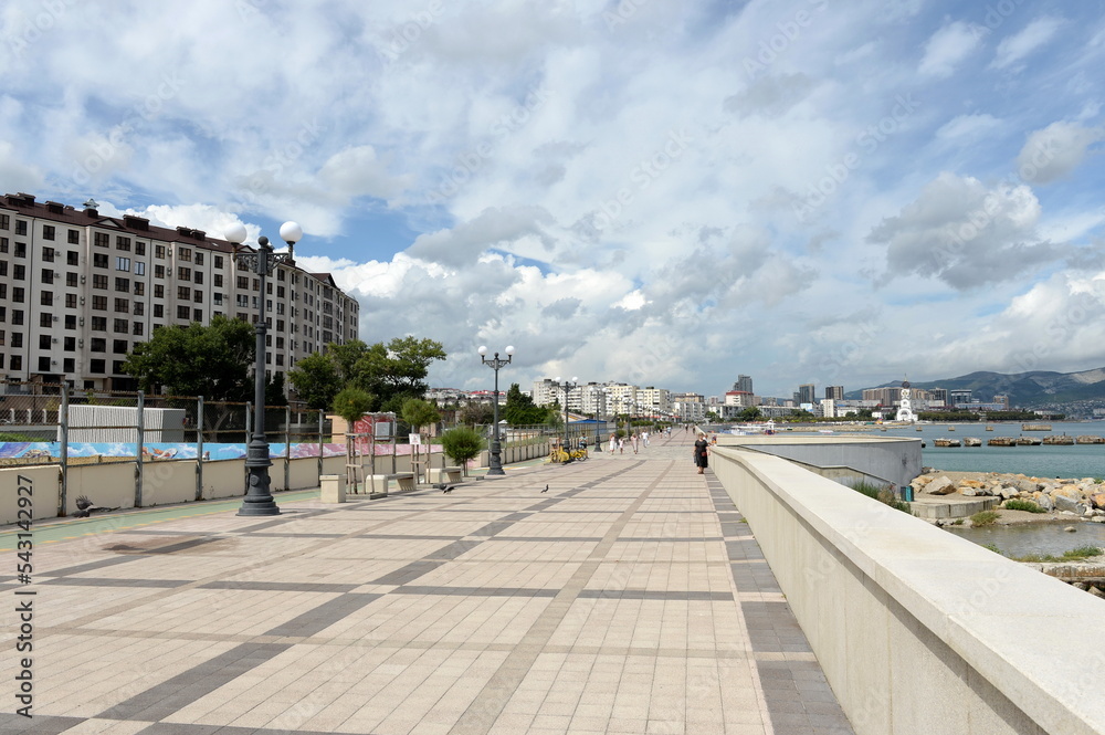 Naklejka premium Admiral Serebryakov Embankment in the hero city of Novorossiysk