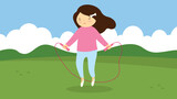 girl jumping on a pink rope