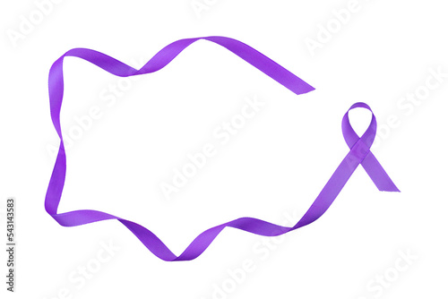 violet tape in hands as a symbol of the problem of Alzheimer's disease, copy space photo