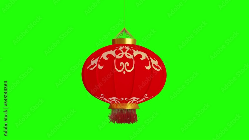 Chinese New Year Paper Lantern with traditional golden ink ornament isolated on green background for keying. Looped 4k footage with Chinese decor swaying in the wind. High quality 4k footage. Chinese New Year Paper Lantern with traditional golden ink ornament isolated on green background for keying. Looped 4k footage with Chinese decor swaying in the wind. High quality 4k footage.