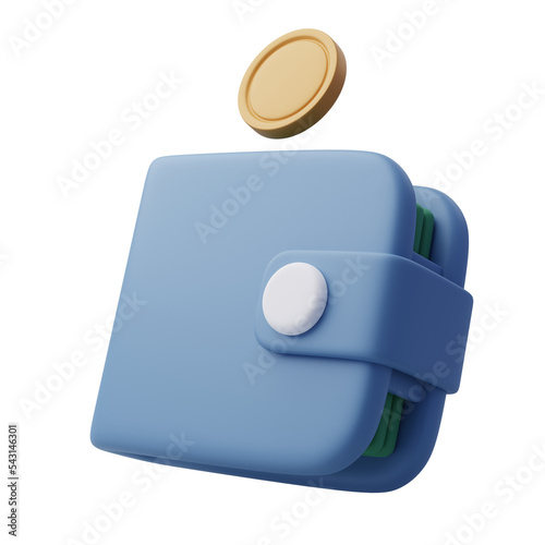 Money wallet with green cash and gold coins, Online payment concept.