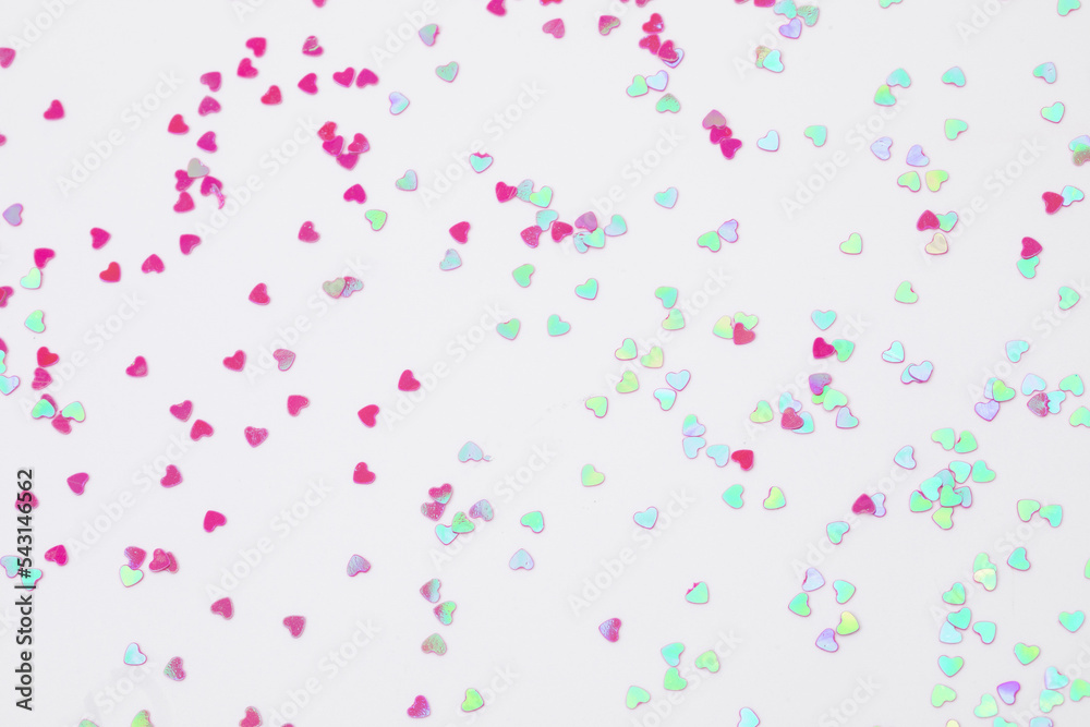 sparkles hearts on white background with text place - Image