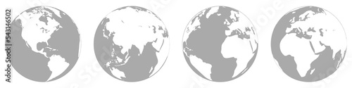 Globe world map transparent. Isolated earth globe.