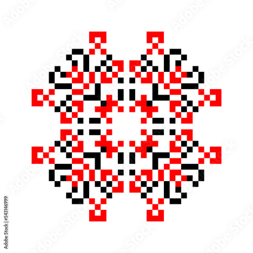 Traditional Ukrainian knitted embroidery art, ethnic mandala ornament vyshyvanka