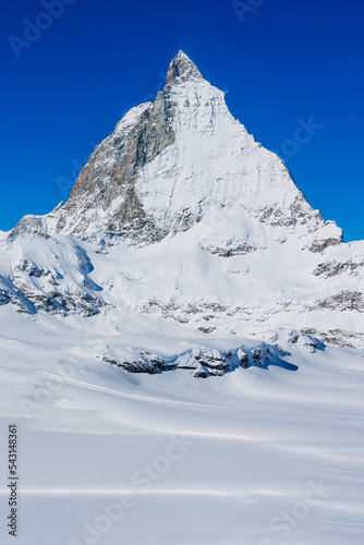 Matterhorn is a mountain in the Pennine Alps on the border between Switzerland and Italy