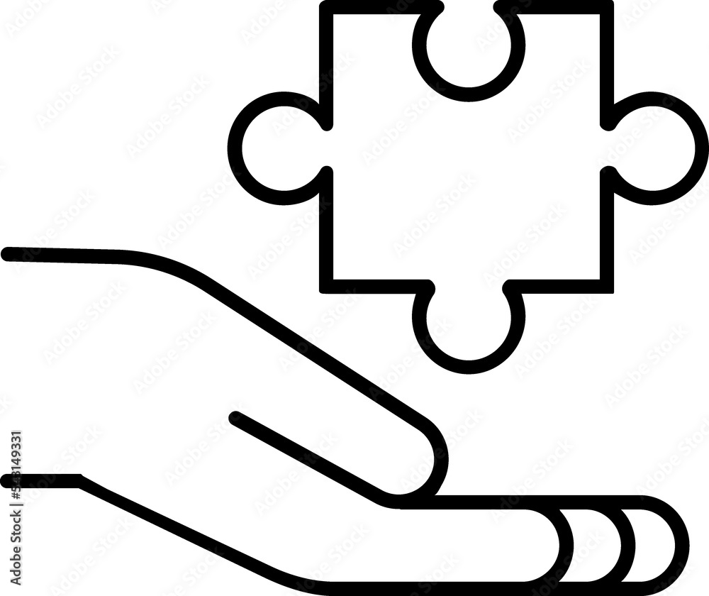 puzzle shape line icon. Teamwork puzzle shape line icon. Teamwork