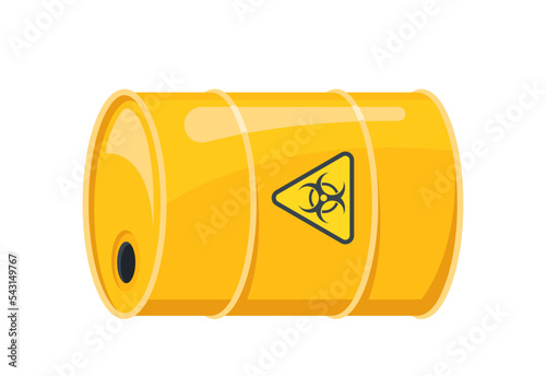 Dangerousness Chemicals In Yellow Barrel. Transportation Tank For Danger Chemics, Liquid Flammable Explosive Bio Hazard photo