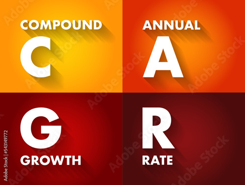 CAGR Compound Annual Growth Rate - investment over a specified period of time longer than one year, acronym text concept background