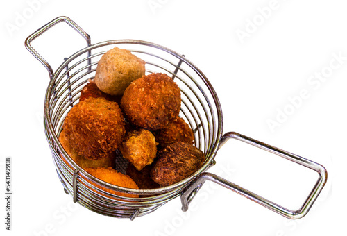 Fried Snacks In A Wire Basket