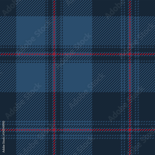 Blue and red tartan plaid. Scottish pattern fabric swatch close-up. 