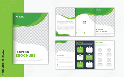 Organic Corporate trifold A5 brochure design template, business brochure layout vector 
