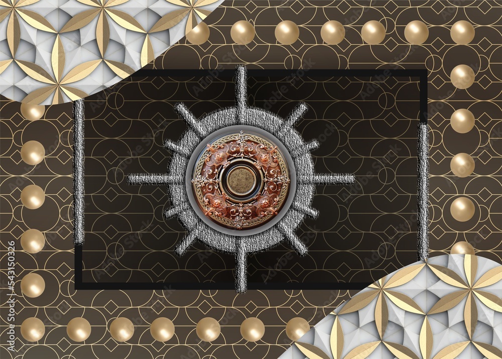 3D Roof Ceiling Wallpapers ceiling roof Wallpaper Design golden color