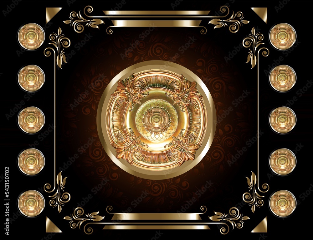 golden and black ceiling design Flex Roof Wallpapers 3d wallpaper