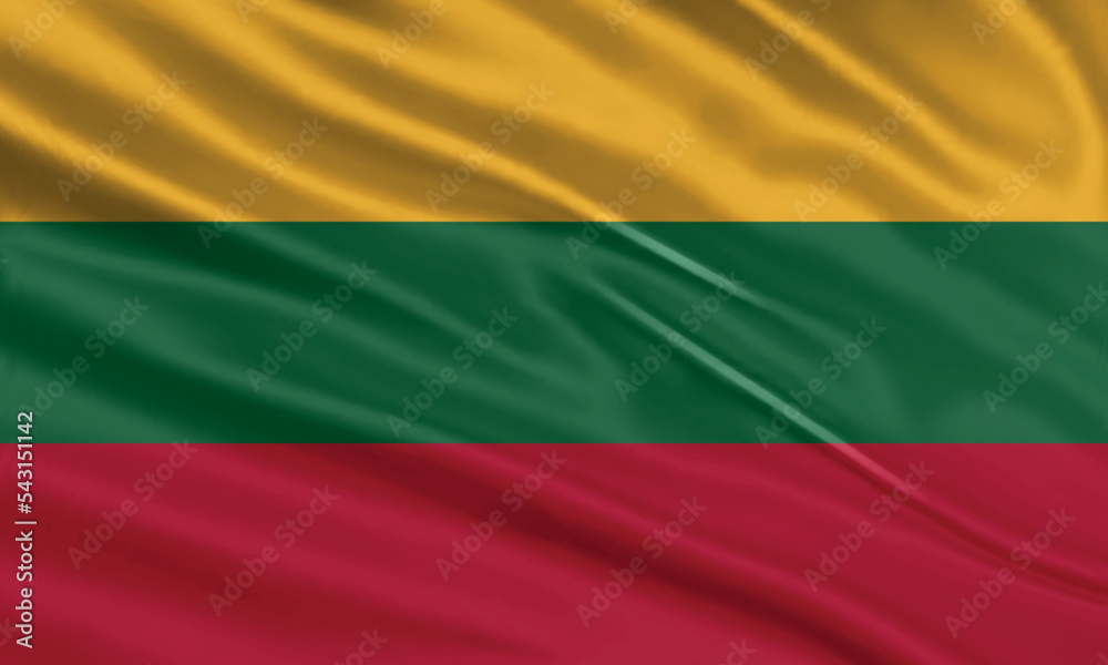 Lithuania flag design. Waving Lithuanian flag made of satin or silk fabric. Vector Illustration. Lithuania flag design. Waving Lithuanian flag made of satin or silk fabric. Vector Illustration.